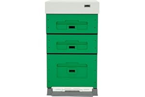 LYSON Kit Ruche d'abeilles Dadant Optima avec fond en plastique Varroa bas peint (vert foncé) - Demi-cadre: 40×47×15,8cm (dimensions intérieures) - Cadre: 40×47×29,5cm (dimensions intérieures)