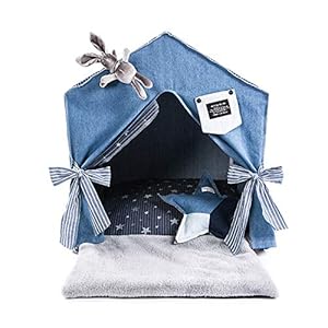 Febelle Caseta para Mascotas Perros Gatos pequeños casa Carpa Interior Perrera Higiénica Cama Protector de frío y luz de Sol con cojín Almohada (1#)