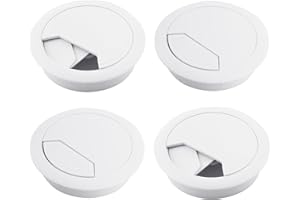 AMCBKYEA Passacavi da Scrivania Rotondi in Bianca,Confezione da 4, Diametro 60mm - Passacavi da Tavolo per Scrivanie, Uffici e Piani da Lavoro (Bianco)