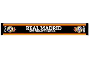 Real Madrid CF - Bufanda de Rayas (Talla Única) (Negro, Amarillo, Azul)