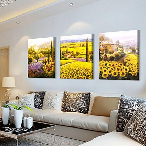 Triple frameless decorative painting/ living room wall paint/ modern minimalist paintings/ Sunflower-A 60x80cm(24x31inch)