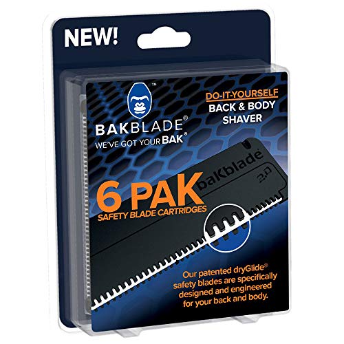 BaKblade 2.0 - Cuchillas de recambio - Juego de 6 cuchillas de seguridad - 9 cm de ancho DryGlide - Para afeitado suave y seguro de espalda y cuerpo