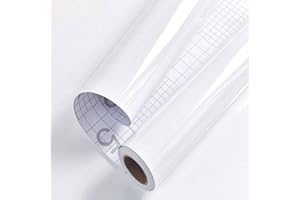 DECOROOM Self Adhesive Wallpaper White Glossy/Glitter 60cm × 300cm Sticky Back Plastic Paper Peel and Stick Wallpaper Upgrade Vinyl Film Roll Covering Countertops Kitchen Wardrobe Removable Furniture Sticker