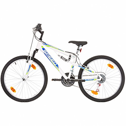 24 Zoll Speed EU-PRODUKT Fully Jugend Fahrrad jungenfahrrad Rad Bike Cycling Damenfahrrad Kinderfahrrad Kinderrad Full Suspension Mädchenfahrrad Mountainbike MTB SHIMANO, Rahmen 31 cm, 18-GANG - 6