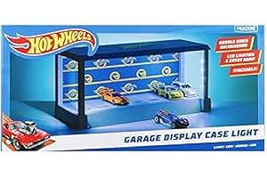 Hot Wheels Garaż i oświetlenie ekspozycyjne – oficjalnie licencjonowany produkt Mattel, podświetlana obudowa mieści 7 samochodów, spersonalizowane tło, prezent dla kolekcjonerów | Paladone