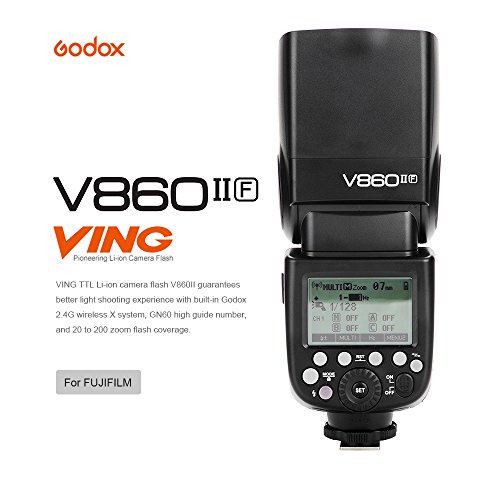 Godox V860II-F 2.4G TTL GN60 HSS 1/8000s Flash 2000mAh Lithium Battery Speedlite with Godox X1T-F Trigger for Fuji Cameras with Pergear Mini Tripod/Color Filter Kit/Softbox