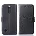 Produktbild LG K10 ( 2017 ) Hülle, LG K10 ( 2017 ) Schutzhülle, Alfort Carving Lederhülle Fashion Design Premium PU Leder Hohe Qualität Tasche Case Cover Kasten Abdeckung Wallet für LG K10 ( 2017 ) 5.2" Smartphone Funktion Standfunktion Unterstützte Telefone und Magnetverschluss mit Schmetterling ( Schwarz )