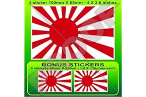 STICKERSWORLD Japón japonés sol Naciente bandera 4 "(100 mm) vinilo pegatina, Skin x1 + 2 Bonus