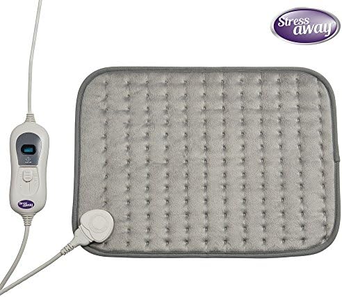 Stress Away Electronic Heat Pad, 4 Timer Settings for Extra Warmth & Comfort to Ease Tension & with Fleece Finish (Grey)