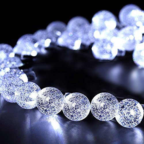 Samoleus 30er LED Solar Lichterkette Garten Globe Außen Warmweiß 6 Meter, Solar Beleuchtung Kugel für Party, Weihnachten, Outdoor, Fest Deko usw (Weiß) - 3