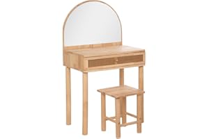 ATMOSPHERA CREATEUR D'INTERIEUR Atmosphera - Tocador y Taburete Infantil - Madera de hevea y Cristal