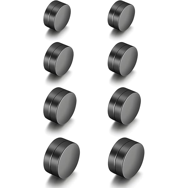 JewelryWe 6-12 mm, 2 stuks magnetische oorbellen, clips, clip, geen piercing, zonder rond gat, heren en dames, gelegeerd staal, zonder steen