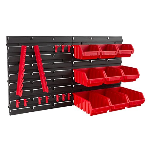 4 Stück Wandplatte Wandregal Lochplatte Stapelbox Kiste Lagerregal Regalsystem Werkstattwand - 5