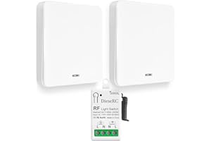 DieseRC Interruttore per Luci Senza Fili, Interruttore Trasmettitore RF per Pannello da Parete 86 e Controller Ricevitore Relè di 10 A, per Luci Fino a 1500 W