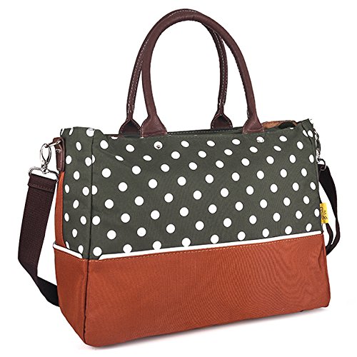 Elifestore 6Pcs Baby Changing Bags Nappy Bag Best Christmas Gift For Mums,Dark Green White Polka Dots