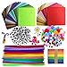Produktbild Wartoon Pfeifenreiniger Pluesch Bunte Mini Pompons mit Kulleraugen Filzstoff 40 Farben Bastelfilz Filz Blätter Polyester 15 x 15cm Felt Fabric Kinder für DIY Handwerk Dekorationen, 590 Stück