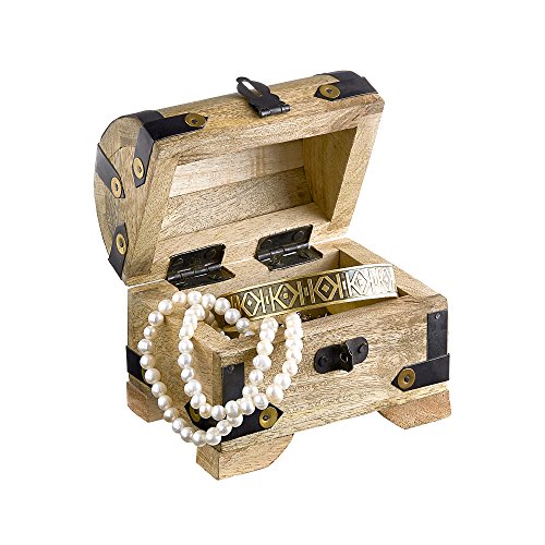 Kleine Holztruhe (Holzkiste) als Schatztruhe – mit Gravur zur Hochzeit – Unser Hochzeitsschatz – Schmuckkästchen, Aufbewahrungsbox, Bauernkasse oder Spardose – helles Holz- 10 cm x 7 cm x 8,5 cm - 6