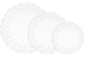 VIPITH 72 Pieces White Round Lace Paper Doilies Cake Packaging Paper Pad for Party or Wedding Tablewear Decoration, 5.5 Inch, 8.5 Inch, 10.5 Inch