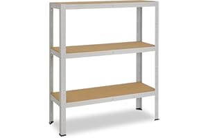 shelfplaza® 90x80x60cm OFFICE Scaffale metallo per carichi pesanti grigio chiaro 3 ripiani à 175kg capacità/Scaffali in metallo per garage come scaffali per ripostiglio o scaffali per ufficio