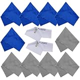 Microfiber Cleaning Cloths - 10 Colorful Cloths and 2 White ECO-FUSED Cloths - Ideal for Cleaning Glasses, Spectacles, Camera Lenses, iPad, Tablets, Phones, iPhone, Android Phones, LCD Screens and Other Delicate Surfaces (Blue / Grey)