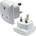 South Africa 3-pin Large Plug Type M (NOT Indian Type D plug) Adapter Convert to 3-pin UK Socket, BS 8546 Approved, Safety Protection Design, Flame Proof, 13A Fuse with Safety Shutter (2 Pieces White)