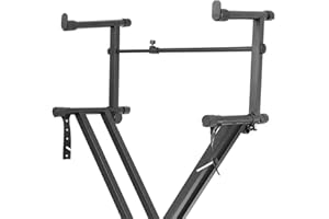 Xzbling Keyboard Stand 2 Tier Universal Electronic Piano Stand With Adjustable Height, Foldable Music Piano Keyboard Stand, Portable Musical Instrument Rack For Home Studio