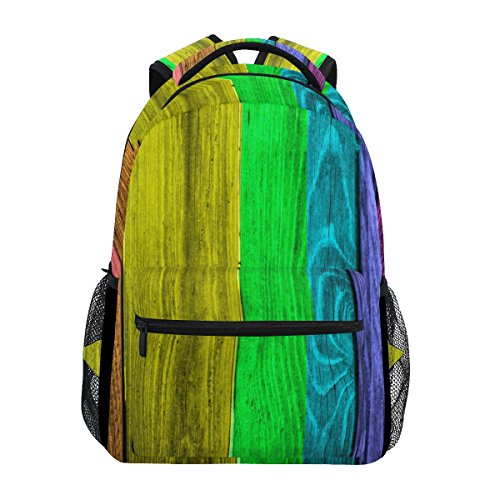 Preisvergleich Produktbild COOSUN Regenbogen Holzbohlen beiläufige Rucksack-Schule-Beutel-Spielraum Daypack Mehrfarbig
