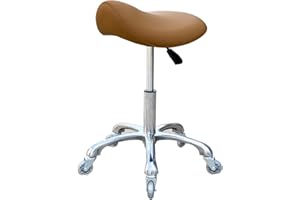 FRNIAMC Professioneller Sattelhocker mit Rollen, ergonomisch, drehbar und höhenverstellbar, für Klinik, Zahnarzt, Schönheitssalon, Tattoo, Büro (Camel)