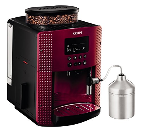 Krups EA816570 - Cafetera automática con 15 bares de presión, pantalla LCD, accesorio cappuccino, 3 niveles de intensidad de café, cantidad ajustable, programa automático de limpieza, con molinillo