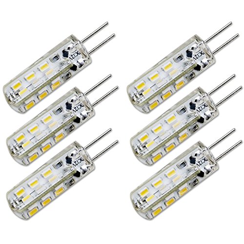 ArlyMama , 6 unidades (6 piezas/juego) G4 tipo de 24 LED luces bombilla 1,5 Watt bombillas halógenas de AC DC 12 V luz blanca cálida Color Undimmable 3014 infrarrojos Quivalent a 12 W bombilla incandescente corriente de repuesto