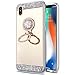 Produktbild EINFFHO iPhone XS MAX Hülle, Glitzer Kristall Strass Diamant Weich Silikon Schutz Etui Spiegel Handyhülle Schutzhülle für Apple iPhone XS MAX [Mit Diamant Ringhalter], Gold