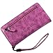 Produktbild HeiPlaine Weiblich Frauen und Mädchen RFID Blocking Wachs Leder Clutch Wallet Card Holder Organizer Elegante Retro Damen Geldbörse Griff Tasche (Farbe : Purple)