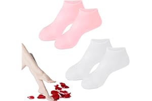 FENGLIN-JOY Silicone Socks, 2 Pairs of Silicone Socks for Feet, Silicone Moisturising Socks for Dry and Cracked Feet, Skin Colour, Pink