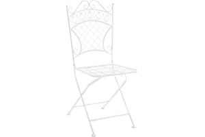 ‎CLP CLP Eisen-Klappstuhl Adelar im nostalgischen Design I Klappbarer Gartenstuhl mit edlen Verzierungen I erhältlich, Farbe:weiß