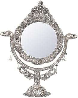HOUZZPLUS White Metal Table Mirror (33 cm x 2 cm x 40 cm, Silver)