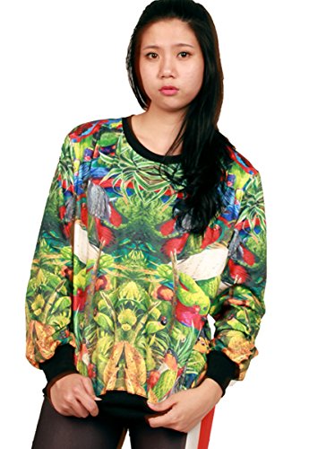 THENICE Women's Digital Print Pullovers Sweatshirt (Green)