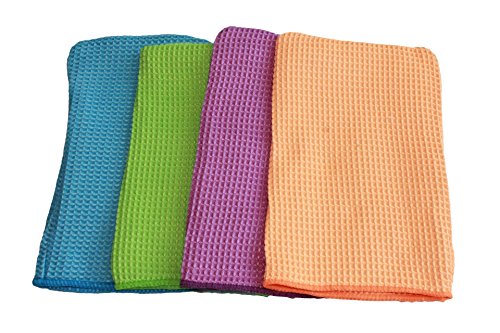 YSN Home Collection YSN52 - Mikrofaser-Waschhandschuhe 4 STÜCK Gemischte Farben - 15x21 cm - Blau