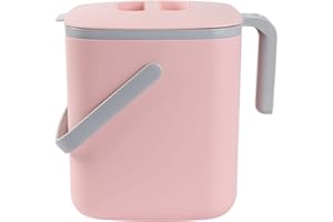 BLUE GINKGO Bac à Compost de Cuisine - Bac de Déchets Alimentaires Facile à Nettoyer avec Poignées | Bac à Compost de Cuisine pour Plan de Travail | Fabriqué en Corée (5 L) - Rose