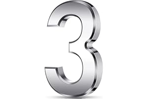 QUEEKAY 3 Inch 3D Mailbox Numbers Self Adhesive House Door Numbers Waterproof Address Numbers Door Street Number Stickers for House Mailbox Apartment Hotel Door Room, Silver (3)
