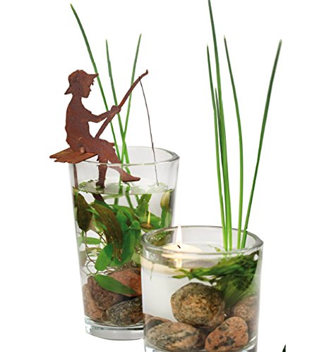 Mini Angler „Finn“ 15 cm auf Steg sitzend als Kantenhocker -Rost Angler - 3