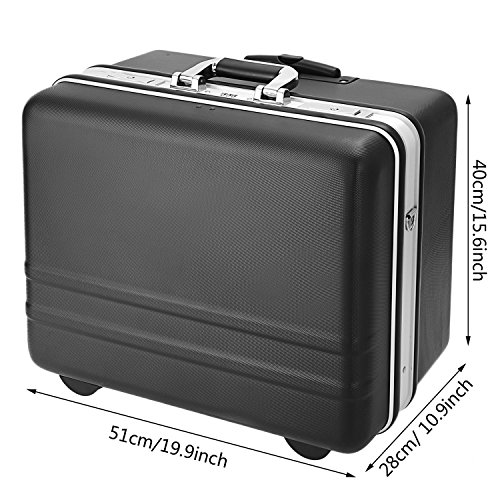 Meditool Caja de herramientas con ruedas,51 x 40 x 28cm ,Bloqueo de contraseña,compartimiento ajustable,Maleta para herramientas con una correa de transporte ajustable