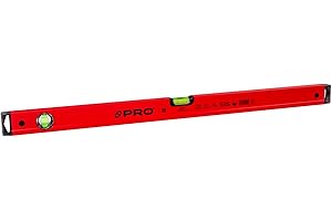 PRO600 Livella a Bolla con magneti 80cm - Profilo Ergonomico e Sistema ERS+ (Easy Reading System) Livella magnetica e precisa - Tappi di chiusura antiurto - Colore Rosso
