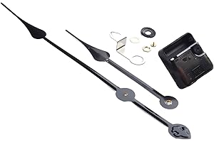 Emiif Meccanismo di movimento silenzioso al quarzo di ricambio, kit fai da te, coppia elevata, per orologi da parete, diametro 50-60 cm, pannello 5-8 mm, lancette lunghe 200 mm/230 mm (nero 2)