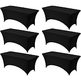 VEVOR 6 Pcs Rectangular Spandex Elastic Table Cloths Washable Wrinkle Free 95% Polyester 5% Spandex for Parties, Weddings, Ba