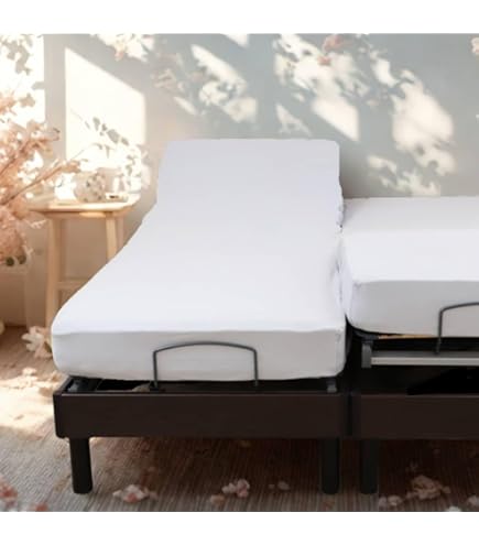 Drap Housse Coton 57 Fils Soleil D'ocre - 2x80x200cm - Blanc Uni - Pour Lit Relevable - OEKO-TEX