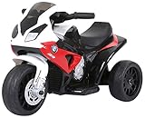 Música desde el manillar RunRunToys- Trimoto BMW 6v para para niños para 3 años con Luces Delanteras y Freno eléctrico, Color Rojo y Blanco (Herrajes Multimec 4022)