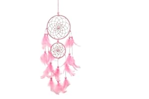 AKADDY Pink Dream Catcher Girls Dreamlike Feather Dreamcatcher Car Pink Net and Feathers Dreamcatcher Dream Catcher Home Room Decor