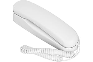 ZUNATE Teléfono alámbrico, Blanco pequeño Escritorio montable en la Pared teléfono de línea Fija con Cable, Soporte para Parpadeo, rellamada, Silencio, Pausa, para la Oficina Hotel Casa Escuela