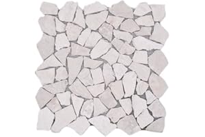 MOSANI Mosaik Bruch Marmor Naturstein hellbeige elfenbein Polygonal Fliesenspiegel Spritzschutz Wandverblender - MOS44-30-100