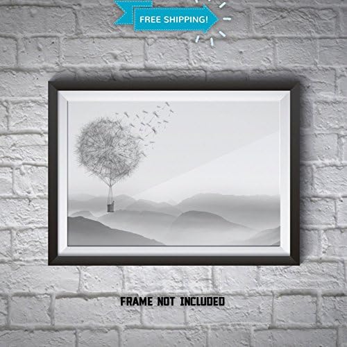 Landscape Art Print - Beautiful Whimsical Black and White Wall Art Decor Poster